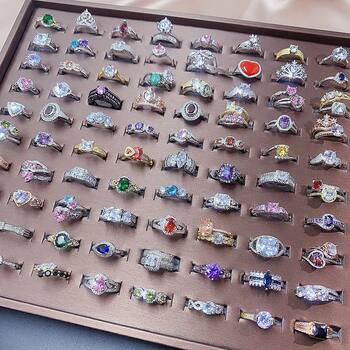 Casual Zircon Micro-embedded Ring, High-end, Accessible Luxury, Small Colorful Treasure Ring, Fashionable and Versatile Index Finger Ring, Trendy Hand Jewelry