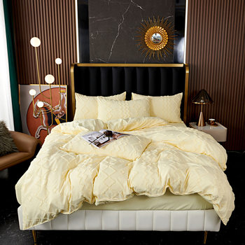 Moroccan Style Rock Cut Flower Classy Bedding Four-Piece Set Washed Cotton Simmons Set Accessible Luxury Thickeneded Version