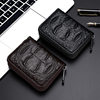 Top Layer Cowhide Organ Card Holder Crocodile Pattern Women's Card Holder Men's Card Bag Multifunctional Zipper Small Wallet Anti-Magnetic