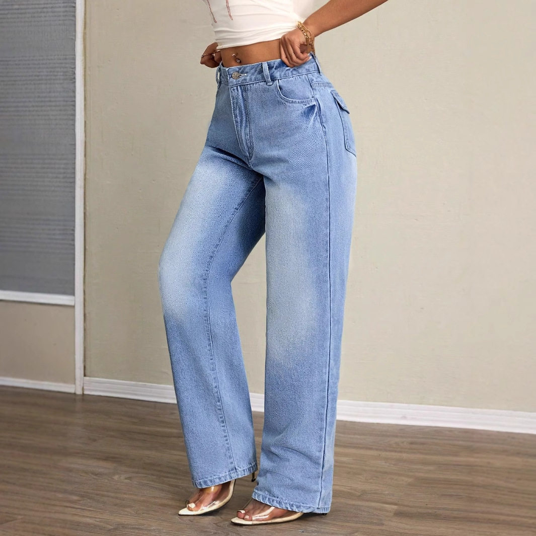 High Waisted Loose Fit Wide Leg Jeans Comfortable Denim Casual Style Versatile for Everyday Wear Wholesale Available