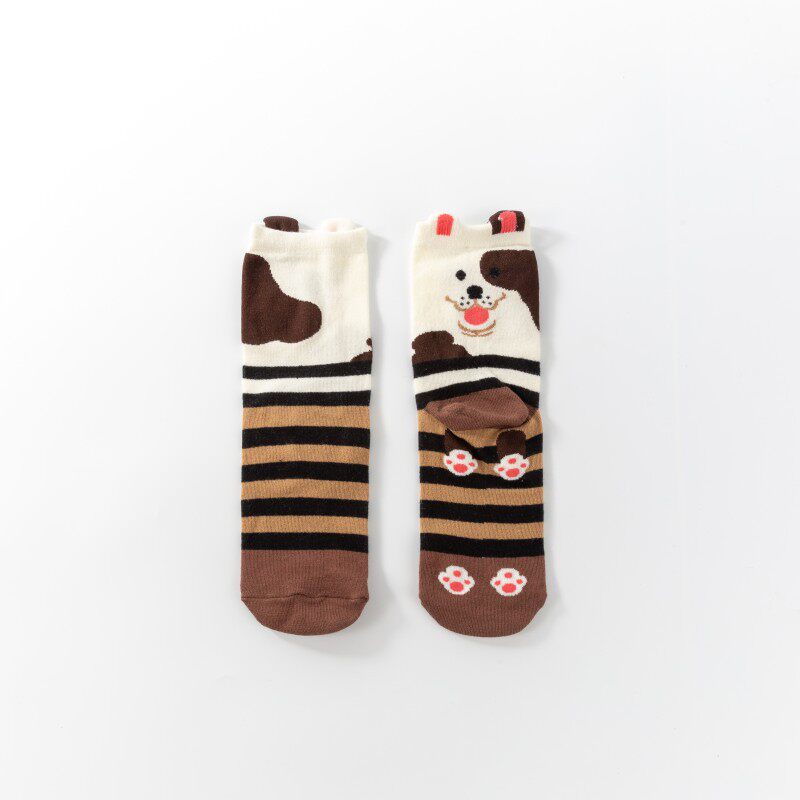 春秋新款卡通直板狗中筒袜棉质袜子女 诸暨厂家批发