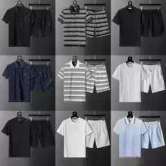 Cross border D family shorts short sleeved casual sports suit donkey family summer collection pure cotton collar t-shirt men's foreign trade dropshipping
