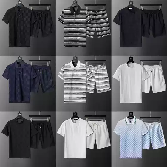 Cross border D family shorts short sleeved casual sports suit donkey family summer collection pure cotton collar t-shirt men's foreign trade dropshipping