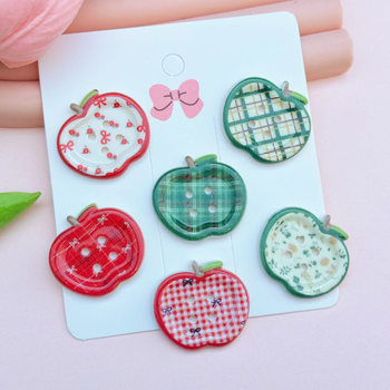 Color Printed Plaid Four Eyes Apple Buttons Acrylic DIY Accessories Mobile Phone Case Shoe Buckle Shoe Flower Patch