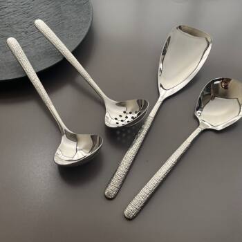 304 Stainless Steel Hammer Pattern Soup Spoon Creative Japanese Style Thickened Common Dishes Spoon Western Food Spoon Rock Pattern Dry Spout
