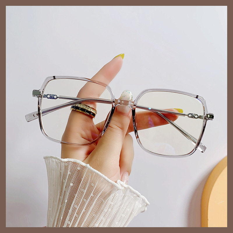 New anti-blue light glasses frame fashion generous frame big face slimming Plain Street flat mirror female myopia finished mirror