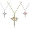 Cross-border Explosions Crown Cross Necklace Ladies 14K Gold Plated Crown Necklace Simple Diamond Necklace Faith