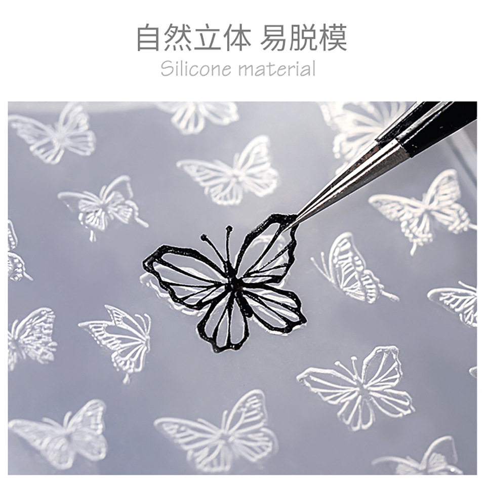 Cross-border 3D relief silicone carving mold for nail art snowflake lace Bohemian butterfly glue drop mold