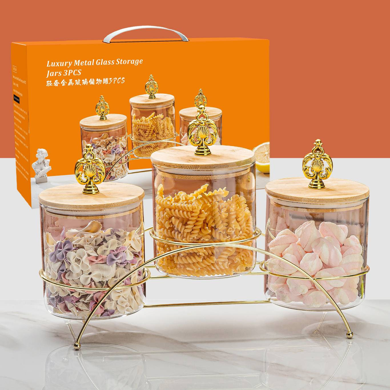 Cross-Border Popular Glass Sealed Jar Storage Container Candy Organizer Living Room Nut Box Opening Event Gift Handy