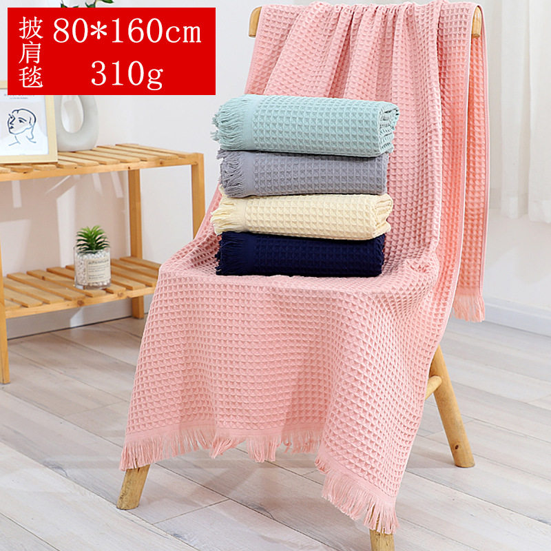 Class a Pure Cotton Shawl Blanket Waffle Sofa Blanket Office Lunch Blanket Cotton Blanket Wholesale Woven Blanket Yarn-Dyed