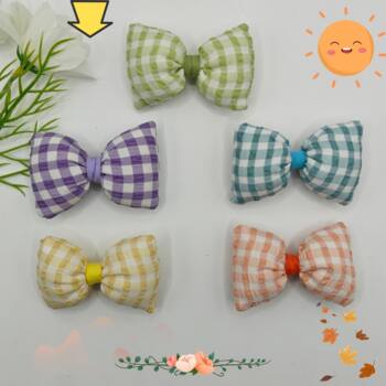 Fabric Plaid Bow Children's Hat Hair Accessories Hairpin Hair Rope Accessories Accessories Hand Gift Bag Decoration