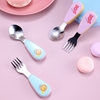 Baby Eating 304 Portable Tableware Kidsren's Fork and Spoon Short Handle Training Spoon Cute Stainless Steel Set Food Grade