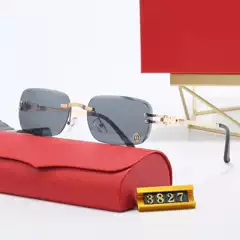 25 New European and American Curved Lens Leopard Head Metal Frameless Edge-Cut High-End Sunglasses Special-Shaped Mirror 6762 New