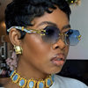 Cross-Border Leopard Head Frameless Polygonal Irregular Sunglasses European and American Cut-Edge Sunglasses Internet Celebrity Street Photography Sunglasses