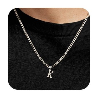 European and American Hot-Selling Cross-Border 26-Letter Pendant Necklace, Personalized and Fashionable 26-Letter English Letter Men's Cuban Chain Necklace