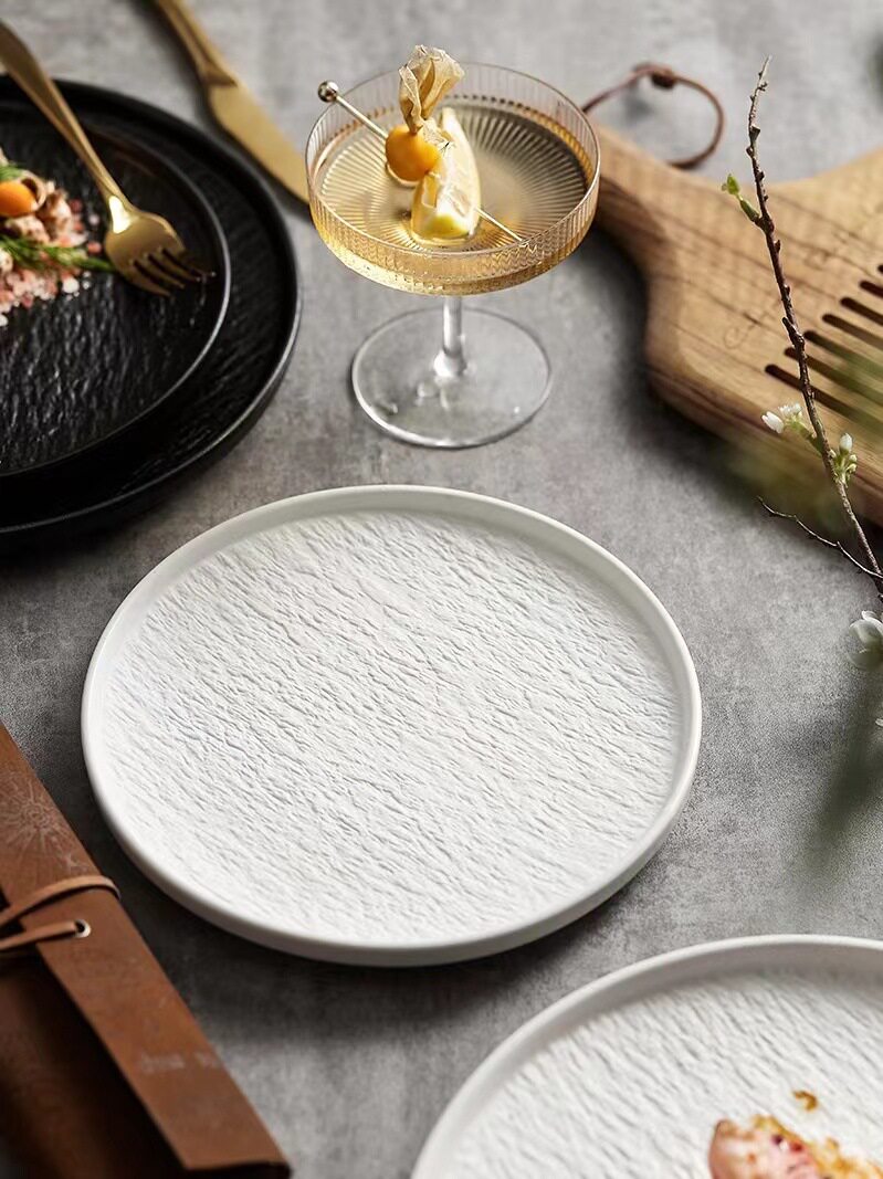 Steak Dinner Plate Japanese Style Dish Household Steak Plate Salad Plate Rock Western Plate Tableware Ceramic Plate Advanced Sense