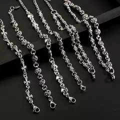 Retro Cross Flower Bracelet Mixed Retro Hip Hop Men and Women Couple Old All-match Cross Clavicle Chain