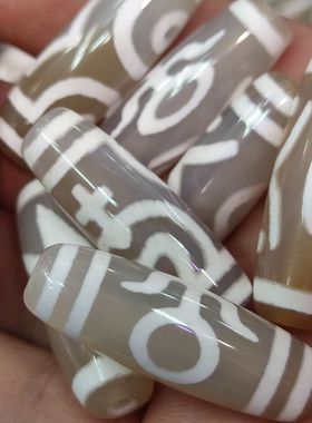 西藏原色白玉髓玛瑙天珠玛瑙