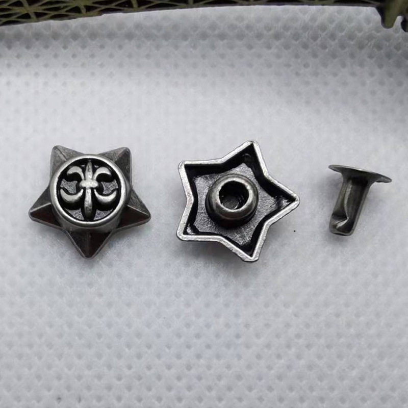 Manufacturer Wholesale Antique Bronze Five-Pointed Star Rivets Vintage DIY Phone Case Apple Watch Strap Accessories Clothing Rivet Buckle