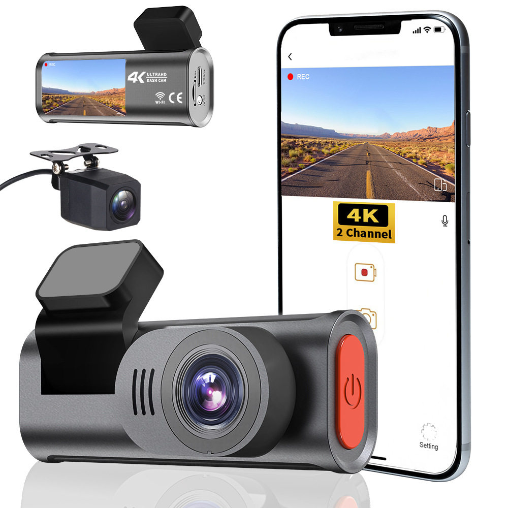 Cross-Border 4K Front and Rear Dual-Recording High-Definition Driving Recorder Supports Wifi 24H Parking Monitoring