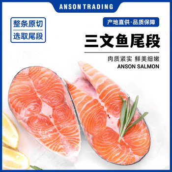 Chilean Salmon Tail Section 500g Atlantic Salmon Fillet Sashimi Seafood Wholesale Frozen Deep-Sea Wild