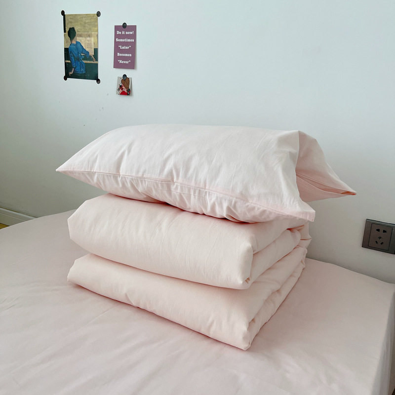 Open season solid color student dormitory three-piece cotton cotton school bedding bedroom upper and lower shop pure cotton sheets