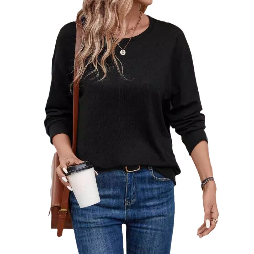 Casual Loose Fit Solid Color Sweater Round Neck Autumn Winter Comfortable Fabric Wholesale Available