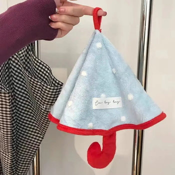 Little Red Book's Same Style Small Umbrella Hand Towel Hanging Cute Bathroom Absorbent Towel Kitchen Coral Velvet Handkerchief