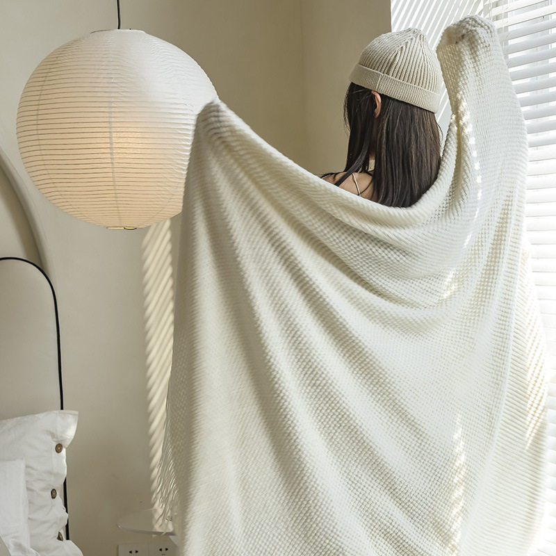 Board Room Knitted Yarn-Dyed Tassel Blanket and Towel Throw Blanket Sofa Towel Bedside Flag Hotel Blanket Blanket Wholesale