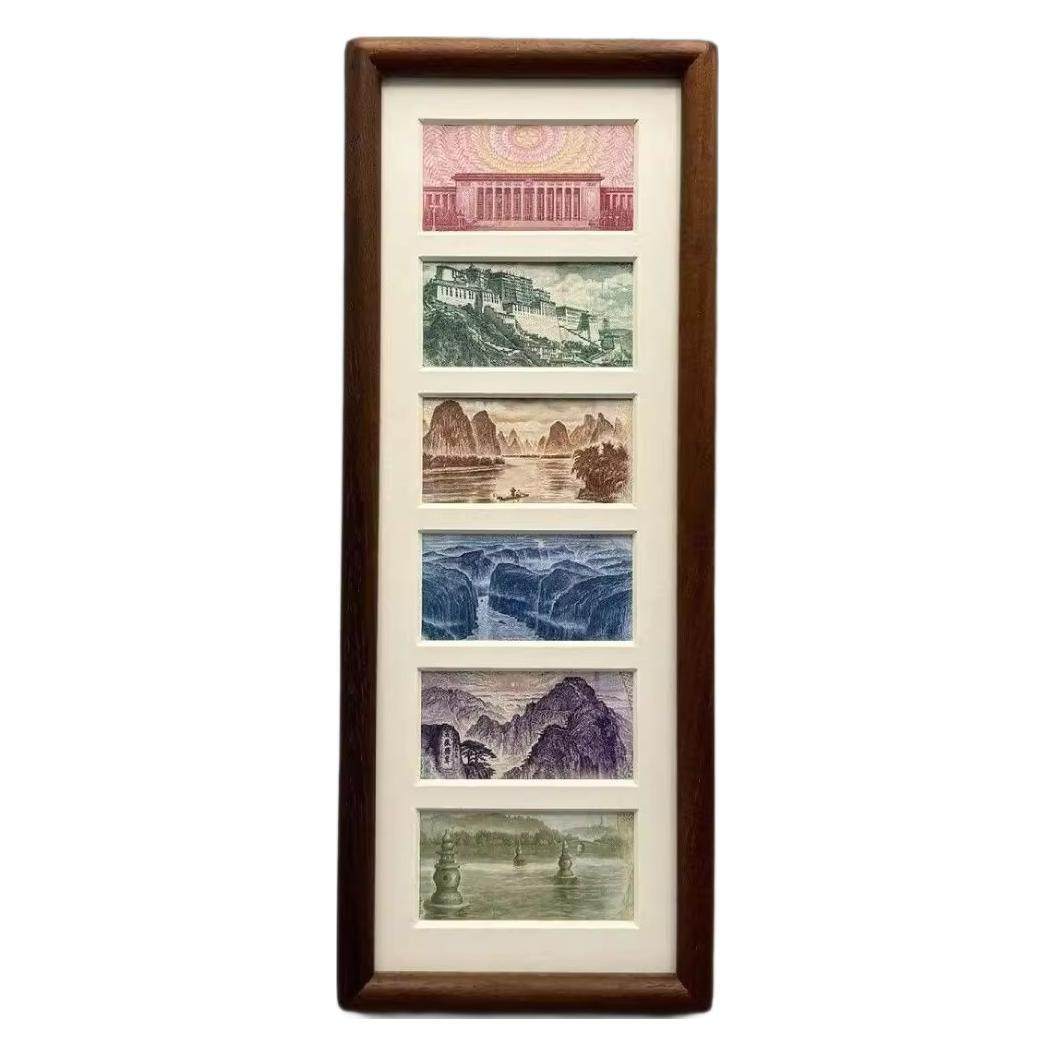 RMB Photo Frame Solid Wood 6-Frame Multi-Gold Picture Frame Great Heshan Decorative Painting Living Room High-Level Ornaments