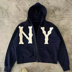 AliExpress Foreign Trade American Style Simple Loose Fashion Brand High Street Zipper Hoodie Alphabet Cloth Cardigan Sweater