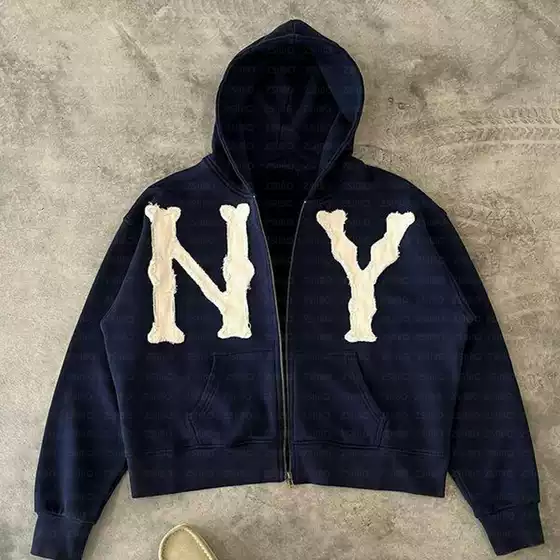 AliExpress Foreign Trade American Style Simple Loose Fashion Brand High Street Zipper Hoodie Alphabet Cloth Cardigan Sweater