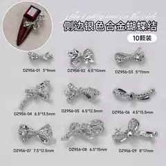 Alloy silver Nail Art Bow Jewelry Stereo Hollow Size Bow Tie Candy Pile Diamond Material Nail Art Decoration