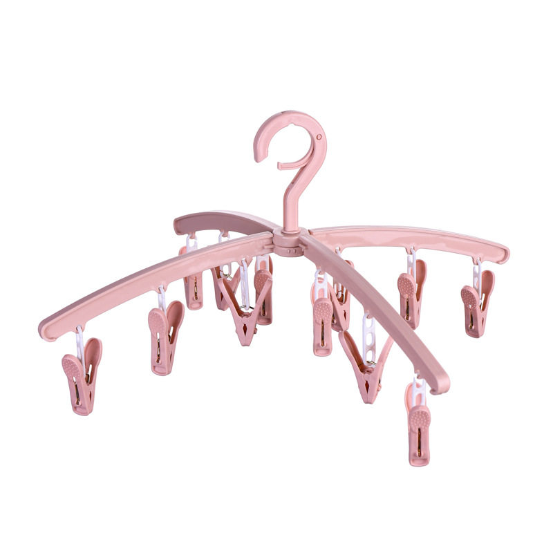 Folding Clothes Hanger Household Multifunctional Clamp for Drying Clothes and Socks Student Dormitory Traceless Plastic Clothespin Wholesale