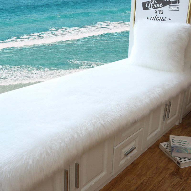 Plush Bay Window Mat Balcony Cushion Thickened Non-Slip Windowsill Mat Faux Wool Bedroom Bedside Rug Nordic Carpet