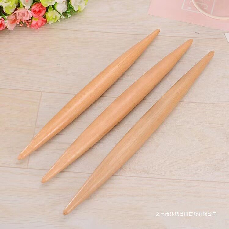 30cm Solid Wood Rolling Pin with Two Tips, Double-Tip Dumpling Skin Rolling Pin, Dumpling Baking Tool Rolling Pin Wholesale