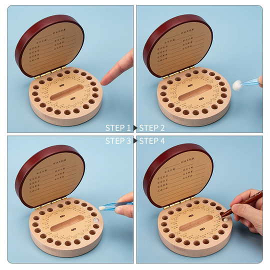 Children's deciduous teeth preservation souvenir box girl's wooden baby's lanugo collection bottle boy's replacement teeth storage box