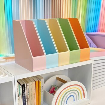 Children's Desktop Bookshelf, Student Test Paper Storage Rack, Wooden Classification Folder Organizer, Combination Rack, Storage Picture Book
