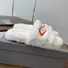 In-Stock New Style Furry Slippers with Paris Embroidered Letters, Lamb Wool, Non-Slip Casual Women's Flat Slippers