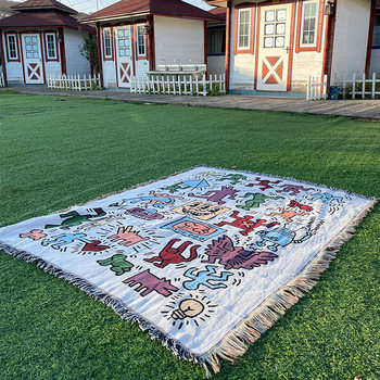 Sofa Blanket Cartoon Single Sofa Towel Knitted Thread Blanket Internet Popular Tassel Tapestry Sofa Cushion Modern Cartoon Universal Blanket