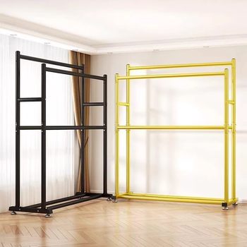 Clothes Drying Rack Floor-Standing Vertical Coat Rack Home Bedroom Balcony Two-Layer Clothes Rack Dormitory Double Row Clothes Drying Pole