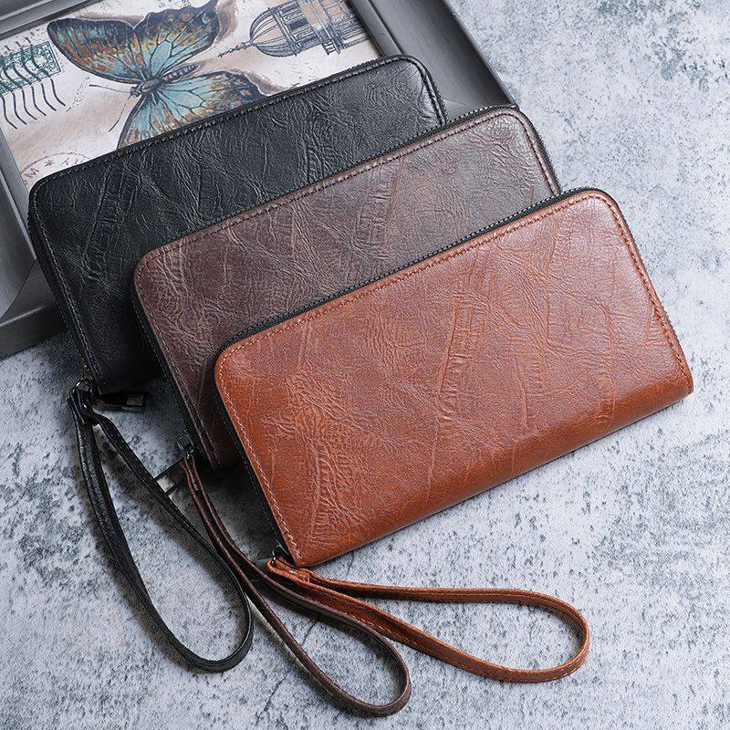 Factory wholesale long wallet zipper mobile phone bag soft thin multi-functional business coin purse retro multi-card card holder
