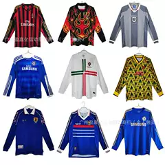 Vintage Football Jersey France Portugal AC Milan Chelsea Arsenal England Old Long Sleeve Jersey