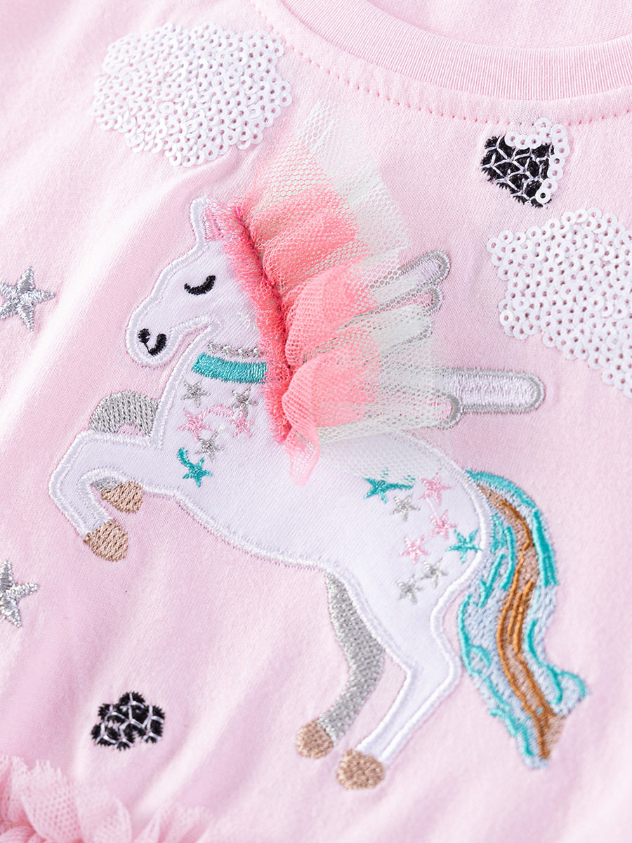 Girls' Tulle Princess Dress, Summer Cotton Short-sleeve Kids' Dress, Cute Kids' Dress