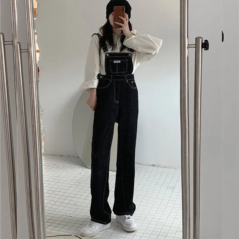Womens Denim Jumpsuit Loose Fit Straight Leg Youthful Style Casual Wear for Spring and Autumn Wholesale Available