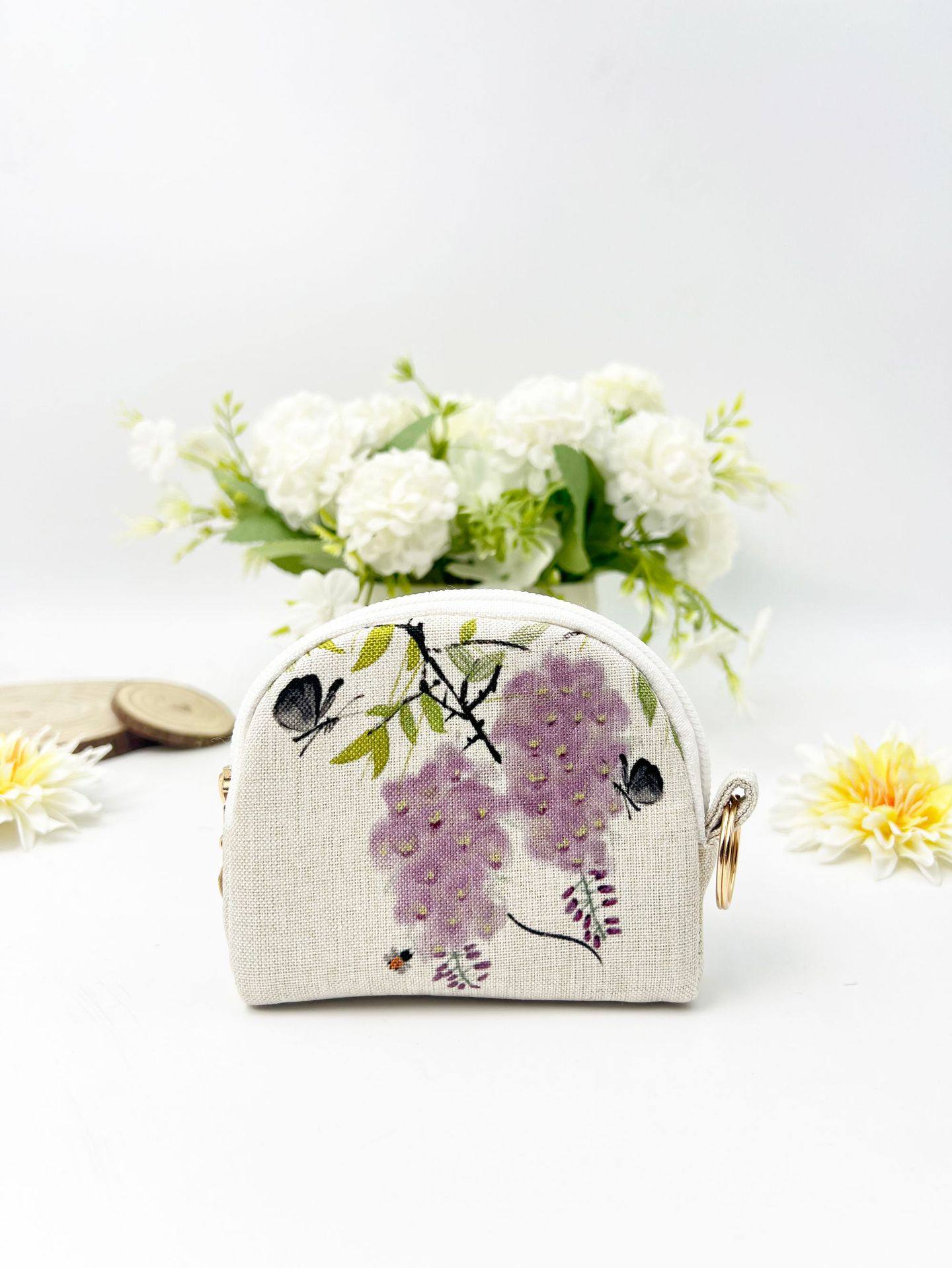 Digital Hot Stamping Zipper Coin Purse Shell Hand Cosmetics Bag Key Bag Small Bag Handmade Fabric Wallet Card Bag