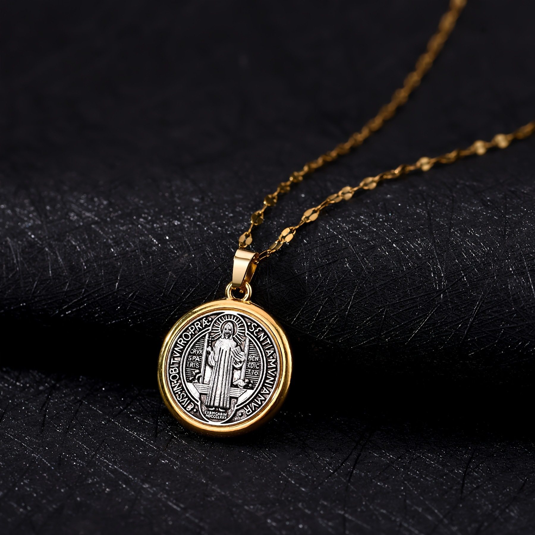 Cross-Border Alloy Religious Saint Benedict Pendant Necklace Fashion Religious Necklace