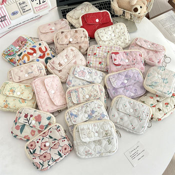 412221 Cartoon Small Floral Quilted Multifunctional Flip Card Bag Certificate Flatting Bag Change Portable Storage Bag