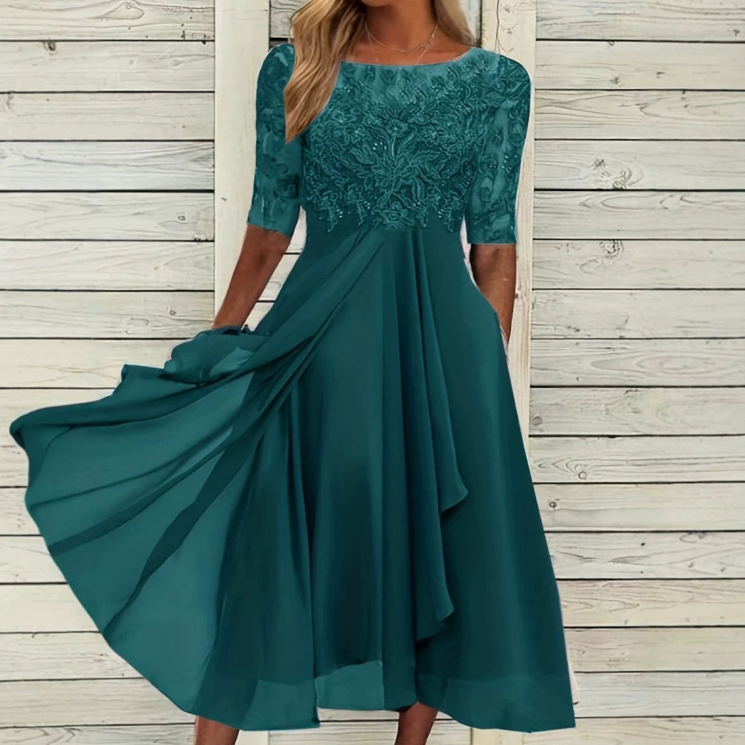 Chiffon Lace Hollow Long Dress Elegant Design Perfect for Bridesmaids Evening Gown Wholesale Available