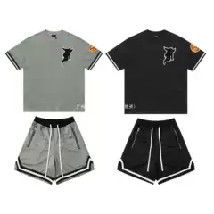 High-Quality Short-Sleeved Suit with a Classic Lapel Design and All-Over Letter Print, Made of Cotton, Unisex, Casual and Versatile